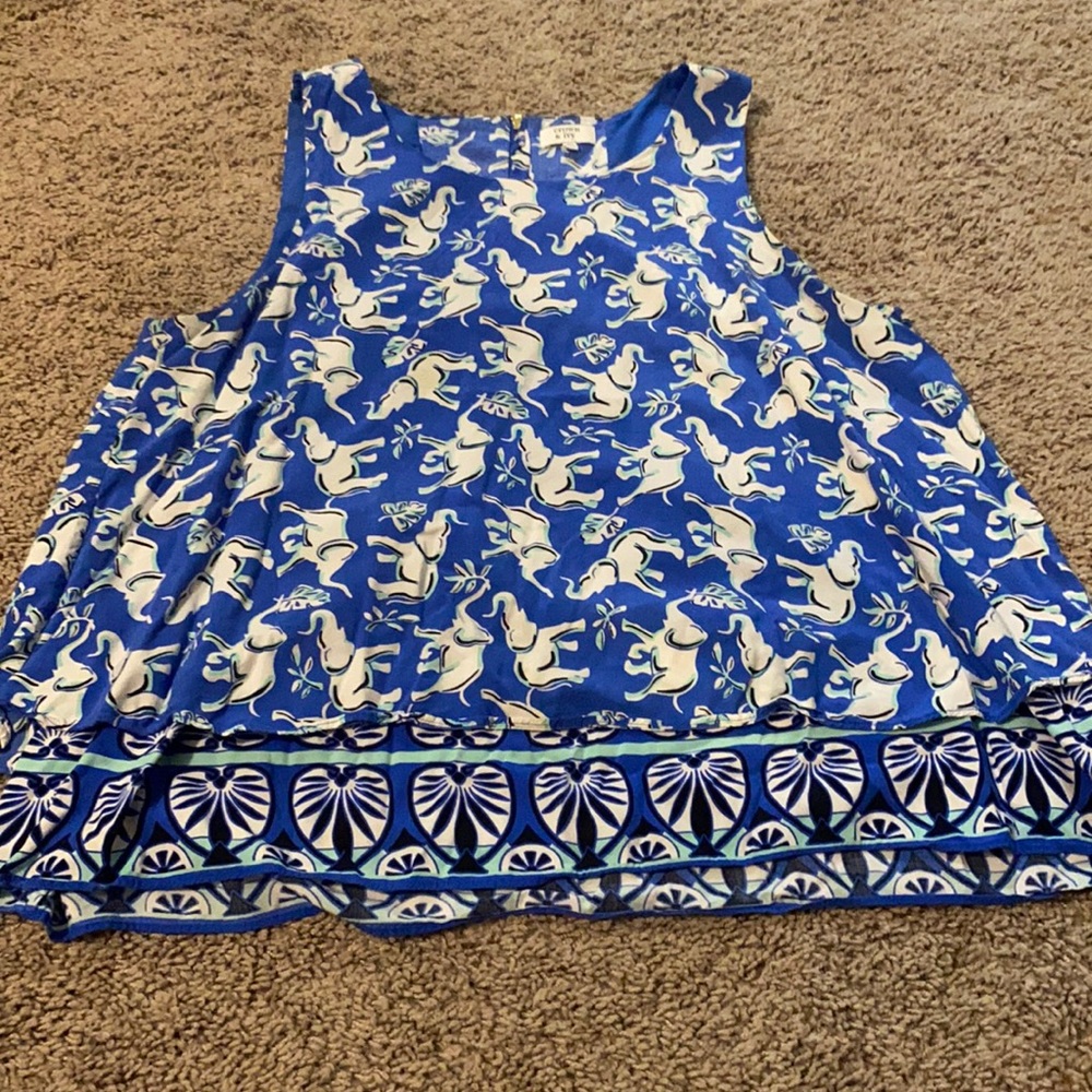 Blue elephant pattern double layer tank